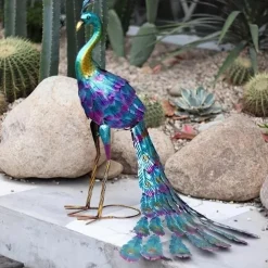 Beautiful Peacock Statue, Metal Peacock Standing Statue Outdoor, Garden Decoration, Lawn Backyard Decoration, Courtyard, Party, Wedding Decoration