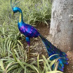 Beautiful Peacock Statue, Metal Peacock Standing Statue Outdoor, Garden Decoration, Lawn Backyard Decoration, Courtyard, Party, Wedding Decoration