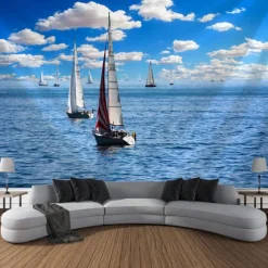 Beautiful Sea Hanging Tapestry Ocean Beach Wall Art Large Tapestry Mural Decor Photograph Backdrop Blanket Curtain Home Bedroom Living Room Decoration