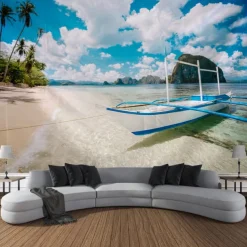 Beautiful Sea Hanging Tapestry Ocean Beach Wall Art Large Tapestry Mural Decor Photograph Backdrop Blanket Curtain Home Bedroom Living Room Decoration