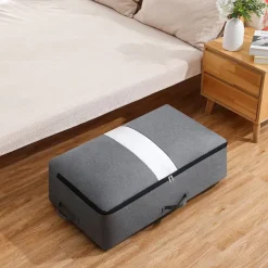 Bed Bottom Storage Bag, Clothes Quilt Storage Bag with Transparent Window, Foldable Large Capacity Wardrobe Organizer Bag