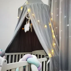 Bed Canopy for Kids Double Layer Princess Round Dome Children Dreamy Mosquito Net Bedding Girls Room Castle Play Tent Hanging House Decor Reading Nook Canopies