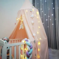 Bed Canopy for Kids Double Layer Princess Round Dome Children Dreamy Mosquito Net Bedding Girls Room Castle Play Tent Hanging House Decor Reading Nook Canopies