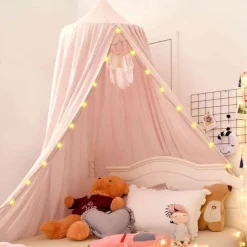 Bed Canopy for Kids Double Layer Princess Round Dome Children Dreamy Mosquito Net Bedding Girls Room Castle Play Tent Hanging House Decor Reading Nook Canopies