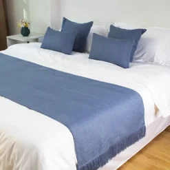 Bed Runner Bed Scarf, Linen Textured Decorative Bed Scarf for Home Hotel Bedspreads Scarves Protection Modern Solid Bed Runner for Foot of Bed Home Bedroom Bedding Decoration