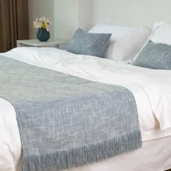Bed Runner Bed Scarf, Linen Textured Decorative Bed Scarf for Home Hotel Bedspreads Scarves Protection Modern Solid Bed Runner for Foot of Bed Home Bedroom Bedding Decoration