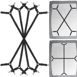 Bed Sheet Clip Straps - 2 Way Adjustable Crisscross Sheet Corner Holder Straps Gripper Elastic Sheet Band Mattress Straps Fasten Suspenders