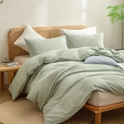 Bedding Duvet Cover Set - 1 Duvet Cover with 2/1 Pillow Shams - 3/2 Pieces Comforter Cover with Zipper Closure Sage Green Peach Puzz Red Blue Yellow White Black