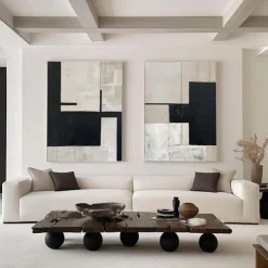 Beige and Black Minimalist oil painting handmade Wall Art Beige Texture Painting Wabi-Sabi Wall Art Beige Minimalist Painting Neutral painting for Living Room Decor