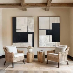 Beige and Black Minimalist oil painting handmade Wall Art Beige Texture Painting Wabi-Sabi Wall Art Beige Minimalist Painting Neutral painting for Living Room Decor