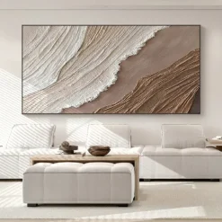 Beige Brown 3D Painting handmade Brown wabi sabi artwork oil painting hand painted Textured Oil Painting Beige Oil Painting brown Abstract Canvas Art Modern Horizontal decor art