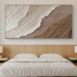 Beige Brown 3D Painting handmade Brown wabi sabi artwork oil painting hand painted Textured Oil Painting Beige Oil Painting brown Abstract Canvas Art Modern Horizontal decor art