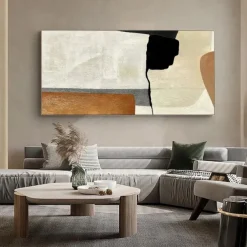 Beige Wabi Sabi painting hand painted Wall Art Black Beige Abstract Painting Large Brown Minimalist art Wall Art Beige Textured Canvas Painting Neutral Wall Decor