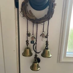 Bells for Door Knob for Protection, Witch Wind Chimes Door Hanger, Handmade Rattan Wind Chimes Witch Decor, Protection Witchcraft Home Decor-1pcs