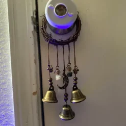 Bells for Door Knob for Protection, Witch Wind Chimes Door Hanger, Handmade Rattan Wind Chimes Witch Decor, Protection Witchcraft Home Decor-1pcs