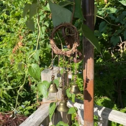 Bells for Door Knob for Protection, Witch Wind Chimes Door Hanger, Handmade Rattan Wind Chimes Witch Decor, Protection Witchcraft Home Decor-1pcs