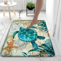 Benthos Bath Mat Non-slip Diatomaceous Earth Bath Mat Super Absorbent Bathroom Bath Rug Creative Bathroom Rug Coral Velve New Design