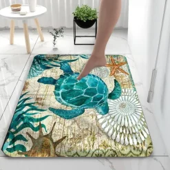Benthos Bath Mat Non-slip Diatomaceous Earth Bath Mat Super Absorbent Bathroom Bath Rug Creative Bathroom Rug Coral Velve New Design