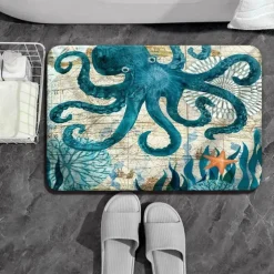 Benthos Bath Mat Non-slip Diatomaceous Earth Bath Mat Super Absorbent Bathroom Bath Rug Creative Bathroom Rug Coral Velve New Design