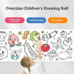 Best Christmas Gift Children's Drawing Roll Easy to Tear with Painting Partner-12 Colored Pencils 118''x118'' （300cmx300cm)