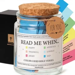 Bible Verses in a Jar,Mothers Day Gifts for Mom Christian Gifts Read Me When Bible Verses Jar Glass Scripture Quotes with Paint-by-Numbers Scriptures - A Christian Gift Inspired by Faith