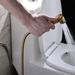 Bidet Faucet Handheld Bidet Sprayer, Antique Golden Luxury Diaper Water Shattaf Toilet Spray Set, Bathroom Baby Cloth Diaper Cleaning Sprayer Middle East