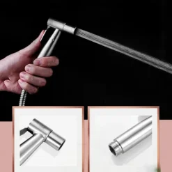 Bidet Sprayer Set No Drilling Bracket for Toilet Stainless Steel Head and Hose 1.5m/3m, Wall Mounted Handlheld Spray, Shattaf Diaper Cleaning for Personal Hygiene