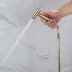 Bidet Toilet Sprayer Set-Handheld Bidet Sprayer Kit-Bathroom Hand Shower for Muslim Self Cleaning-Premium Stainless Steel Baby Cloth Diaper Sprayer Combo in Washroom Gold