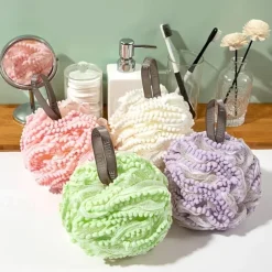 Big Bath Loofahs Shower Puff Ball, Flower Loofah Sponge Shower Bath Sponge Exfoliating Body Scrubber Pouf For Men Women