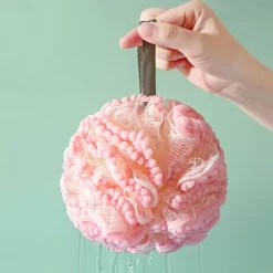 Big Bath Loofahs Shower Puff Ball, Flower Loofah Sponge Shower Bath Sponge Exfoliating Body Scrubber Pouf For Men Women