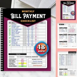 Bill Payment Management Book Monthly Bill Payment Checklist Bill Tracker Notebook, The 48 Month Guide for Families & Money Managers
