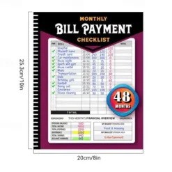 Bill Payment Management Book Monthly Bill Payment Checklist Bill Tracker Notebook, The 48 Month Guide for Families & Money Managers