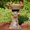 Bird Baths for Outdoors, Polyresin Animal Shape Bird Bath with Brown Pedestal, Handmade Wild Bird Feeder and Bird Bath Bowl, Garden Statue and Figurine for Outdoor, Garden, Lawn Yard Decorations