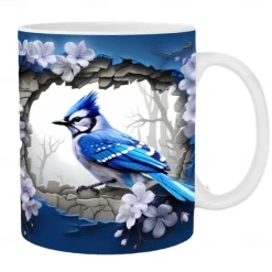 Bird Coffee Cup 3D illusion Coffee Mugs, Animal Gift Cup Travel Mug Funny Drinking Cup Desk Decor,11.2oz Ceramic Mug Tea Mug, Birthday Christmas Gifts for Animal Lovniner