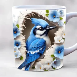 Bird Coffee Cup 3D illusion Coffee Mugs, Animal Gift Cup Travel Mug Funny Drinking Cup Desk Decor,11.2oz Ceramic Mug Tea Mug, Birthday Christmas Gifts for Animal Lovniner