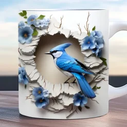 Bird Coffee Cup 3D illusion Coffee Mugs, Animal Gift Cup Travel Mug Funny Drinking Cup Desk Decor,11.2oz Ceramic Mug Tea Mug, Birthday Christmas Gifts for Animal Lovniner
