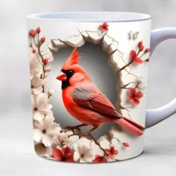 Bird Coffee Cup 3D illusion Coffee Mugs, Animal Gift Cup Travel Mug Funny Drinking Cup Desk Decor,11.2oz Ceramic Mug Tea Mug, Birthday Christmas Gifts for Animal Lovniner