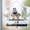 Bird Feeder for Outside - Clear Window Bird Feeders with Strong Suction Cups - Transparent Bird Feeder Window MoAunt Acrylic Bird House for Cat Window Perch