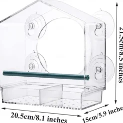Bird Feeder for Outside - Clear Window Bird Feeders with Strong Suction Cups - Transparent Bird Feeder Window MoAunt Acrylic Bird House for Cat Window Perch