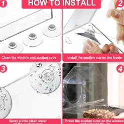 Bird Feeder for Outside - Clear Window Bird Feeders with Strong Suction Cups - Transparent Bird Feeder Window MoAunt Acrylic Bird House for Cat Window Perch