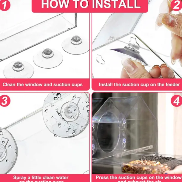Bird Feeder for Outside - Clear Window Bird Feeders with Strong Suction Cups - Transparent Bird Feeder Window MoAunt Acrylic Bird House for Cat Window Perch