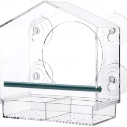 Bird Feeder for Outside - Clear Window Bird Feeders with Strong Suction Cups - Transparent Bird Feeder Window MoAunt Acrylic Bird House for Cat Window Perch