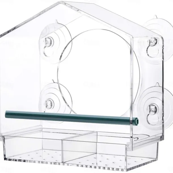 Bird Feeder for Outside - Clear Window Bird Feeders with Strong Suction Cups - Transparent Bird Feeder Window MoAunt Acrylic Bird House for Cat Window Perch