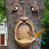 Bird Feeder Resin Tree Face Ornament Unique Yard Art Bird Food Feeder for Outdoor Garden Decorations