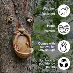 Bird Feeder Resin Tree Face Ornament Unique Yard Art Bird Food Feeder for Outdoor Garden Decorations