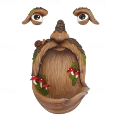 Bird Feeder Resin Tree Face Ornament Unique Yard Art Bird Food Feeder for Outdoor Garden Decorations