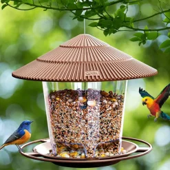 Bird Feeder Waterproof Gazebo Hanging Bird Feeders Outdoor Container with Hang Rope Feeding House Type Bird Feeder Aves Decor Garden Decor