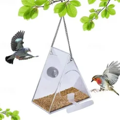 Bird Feeder with Camera, Bird Watching Camera HD 1080P Night-Version Video Camera, WiFi Hotspot Remote Connection with Mobile Phone for Outdoor Bird Watching, Capture Photos