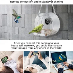 Bird Feeder with Camera, Bird Watching Camera HD 1080P Night-Version Video Camera, WiFi Hotspot Remote Connection with Mobile Phone for Outdoor Bird Watching, Capture Photos