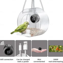 Bird Feeder with Camera, Bird Watching Camera HD 1080P Night-Version Video Camera, WiFi Hotspot Remote Connection with Mobile Phone for Outdoor Bird Watching, Capture Photos